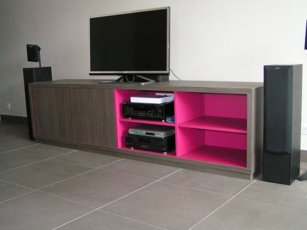 meuble tv rose